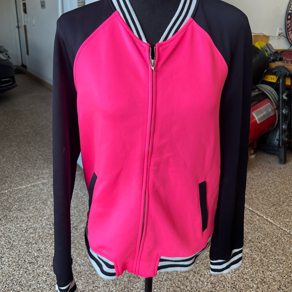 Women's Pink and Black Bomber Jacket- JUICY COUTURE